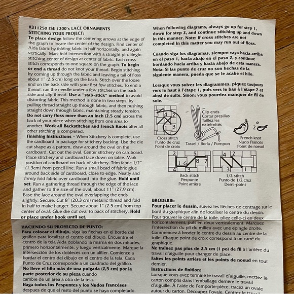 Ornament Cross Stitch Kit with Lace Angel With Teddy Vintage - Picture 6 of 11